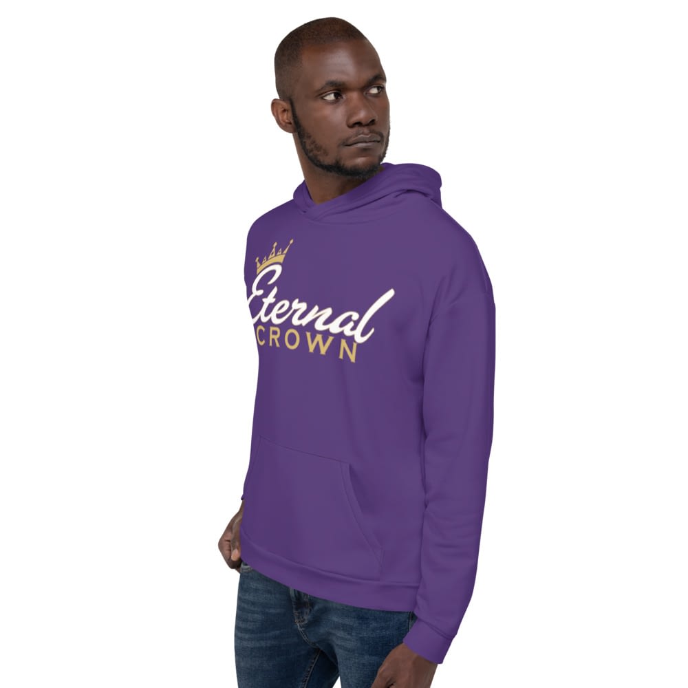 purple and black graphic hoodie