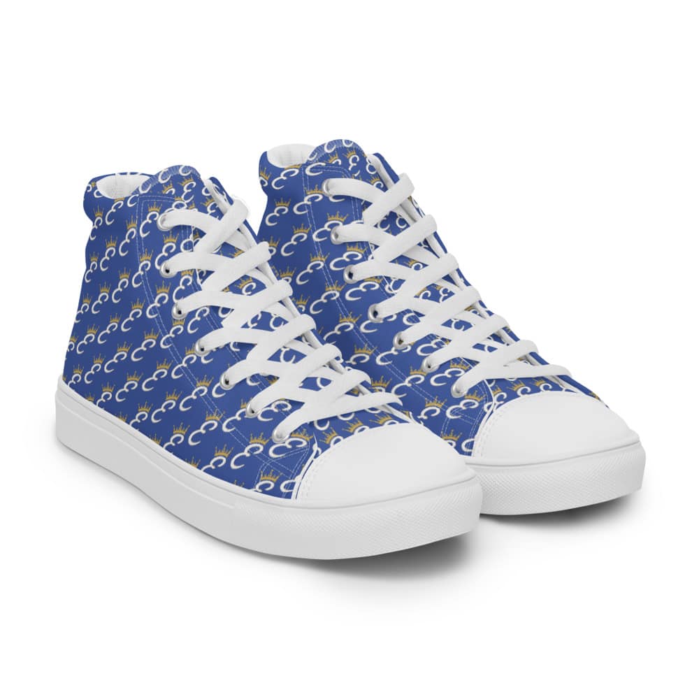Blue Crowned E High Top Canvas Shoes 